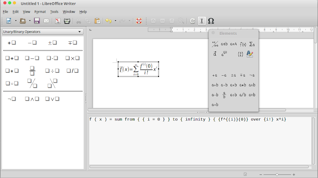 LibreOffice Math Software to Write Math Formula in Linux